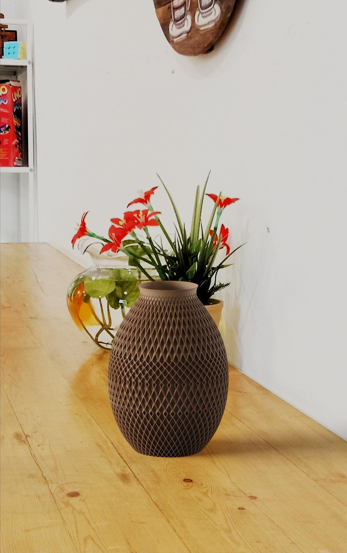 Faceted Mesh Vase, 3D printed in PLA, view 2 of 5