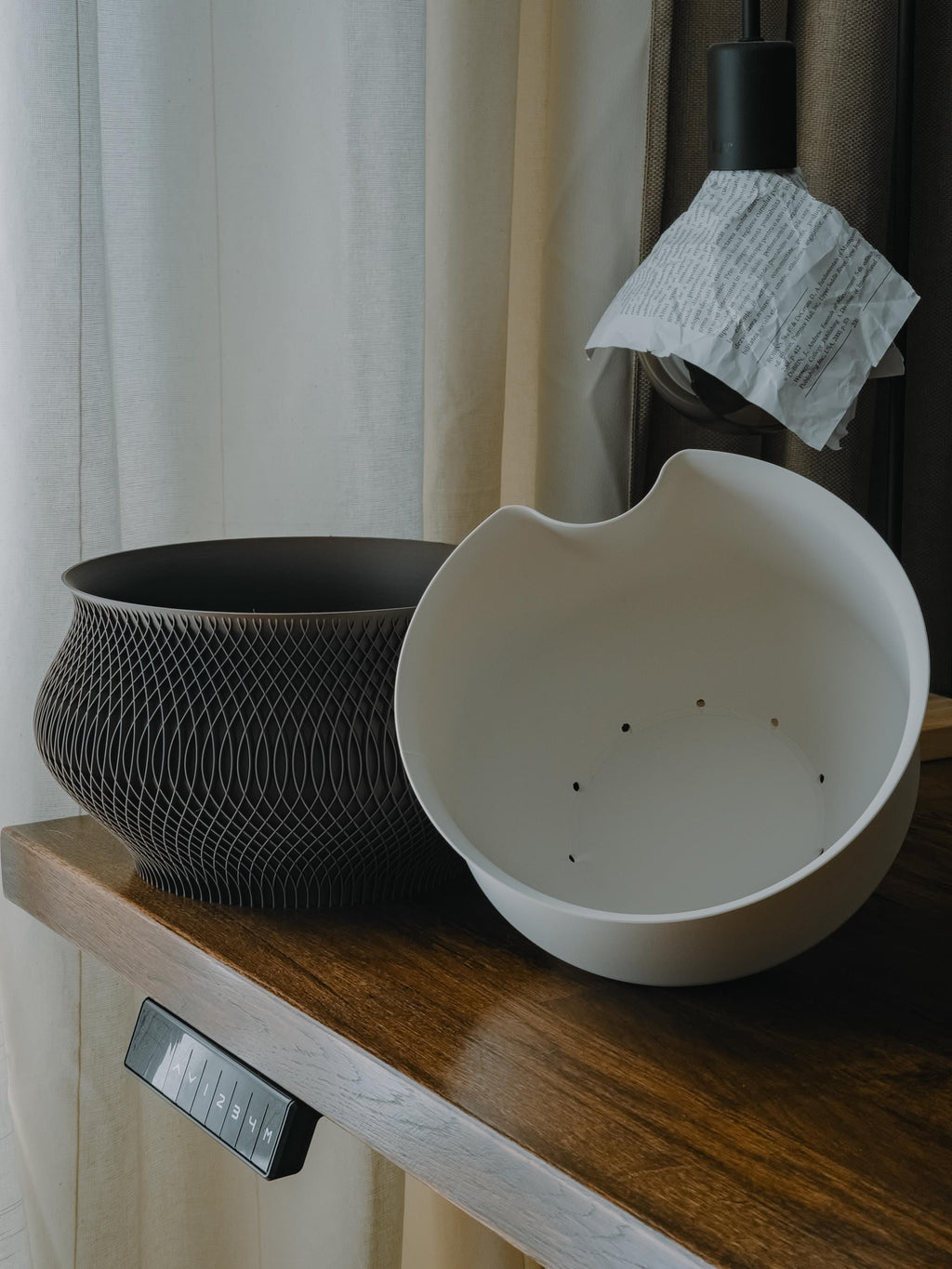 Woven Texture Self-Watering Planter, Style II, 3D printed in PLA, view 5 of 8