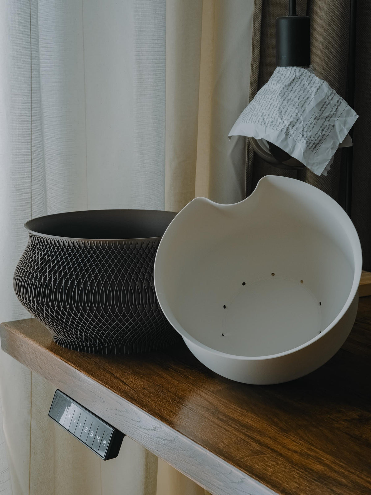 Woven Texture Self-Watering Planter, Style II, 3D printed in PLA, view 5 of 8