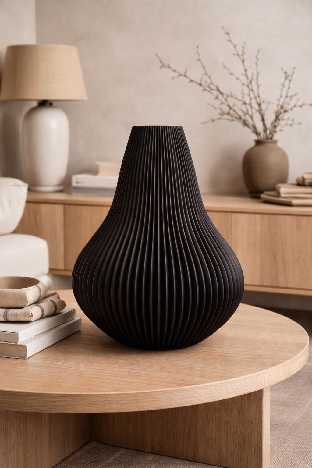 Sculpted Wave Rib Vase, 3D printed in PLA, view 6 of 6
