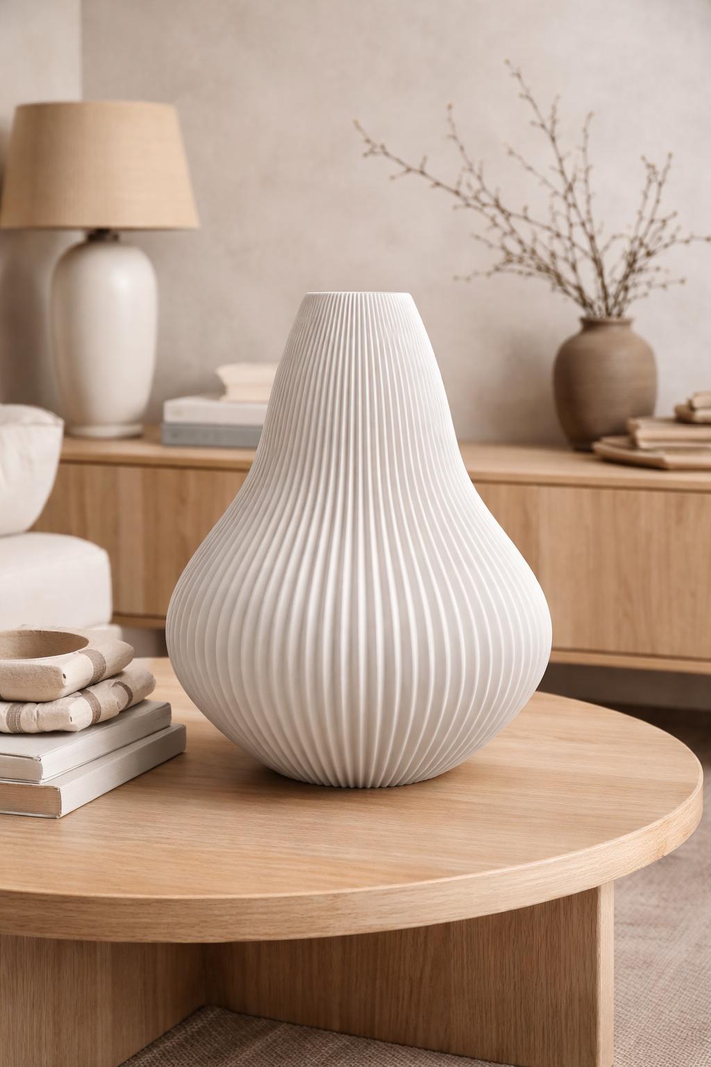 Sculpted Wave Rib Vase, 3D printed in PLA, view 5 of 6