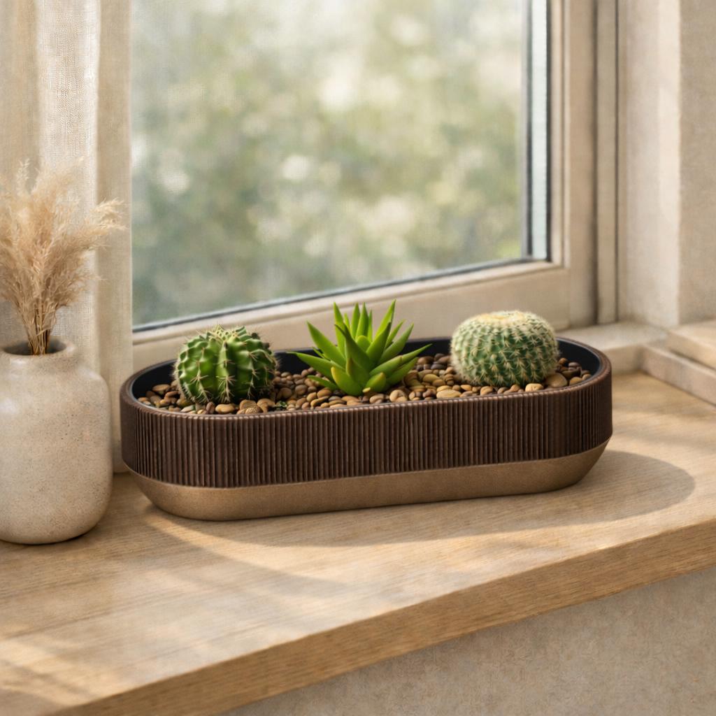 Tri-Space Self-Watering Planter, 3D printed in PLA Main image