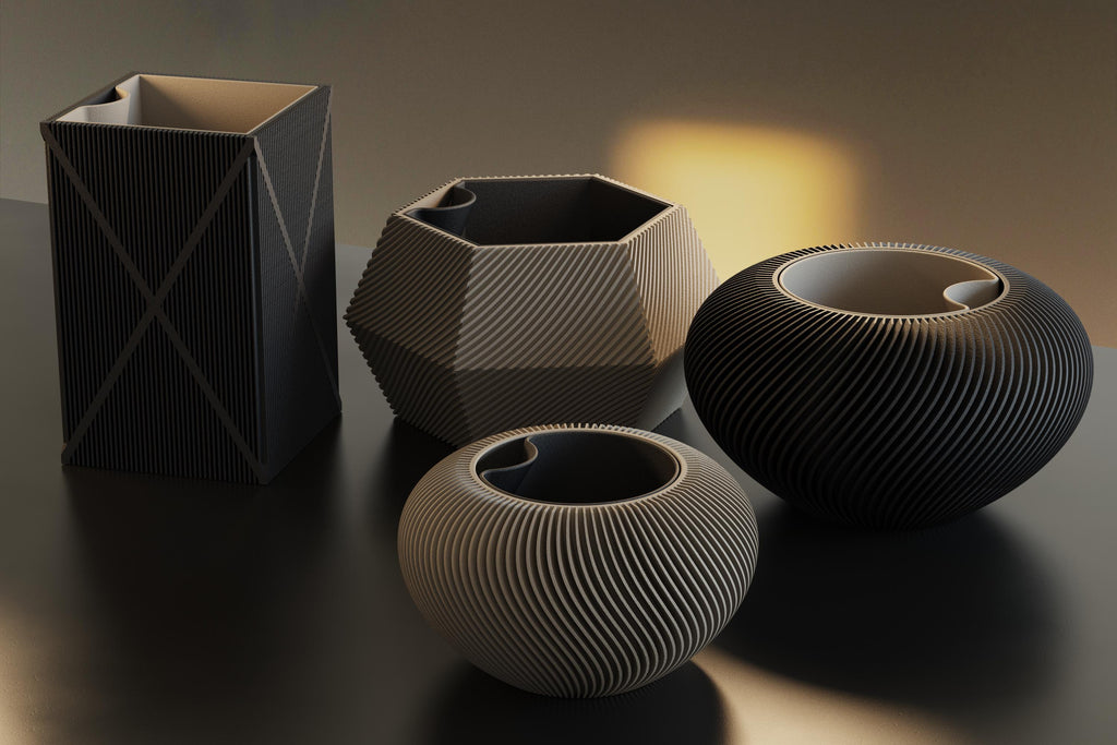 Geometric Self-Watering Planter Set, 3D printed in PLA, view 2 of 14