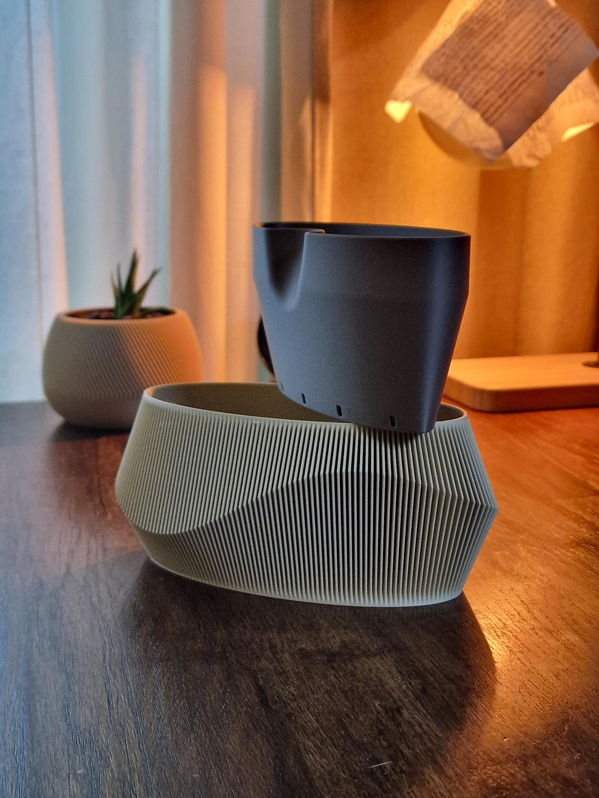 Wave Facade Self-Watering Planter Set, 3D printed in PLA, view 8 of 14