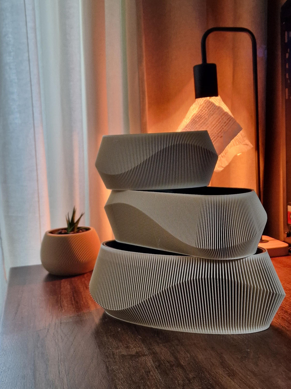 Wave Facade Self-Watering Planter Set, 3D printed in PLA, view 5 of 14
