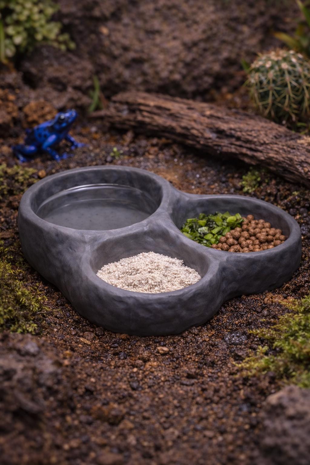 Rock Triple Feeder Bowl, 3D printed in PETG, view 4 of 7