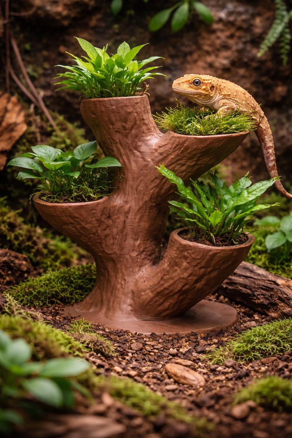 Dead Tree with 4 Small Planters, 3D printed in PETG