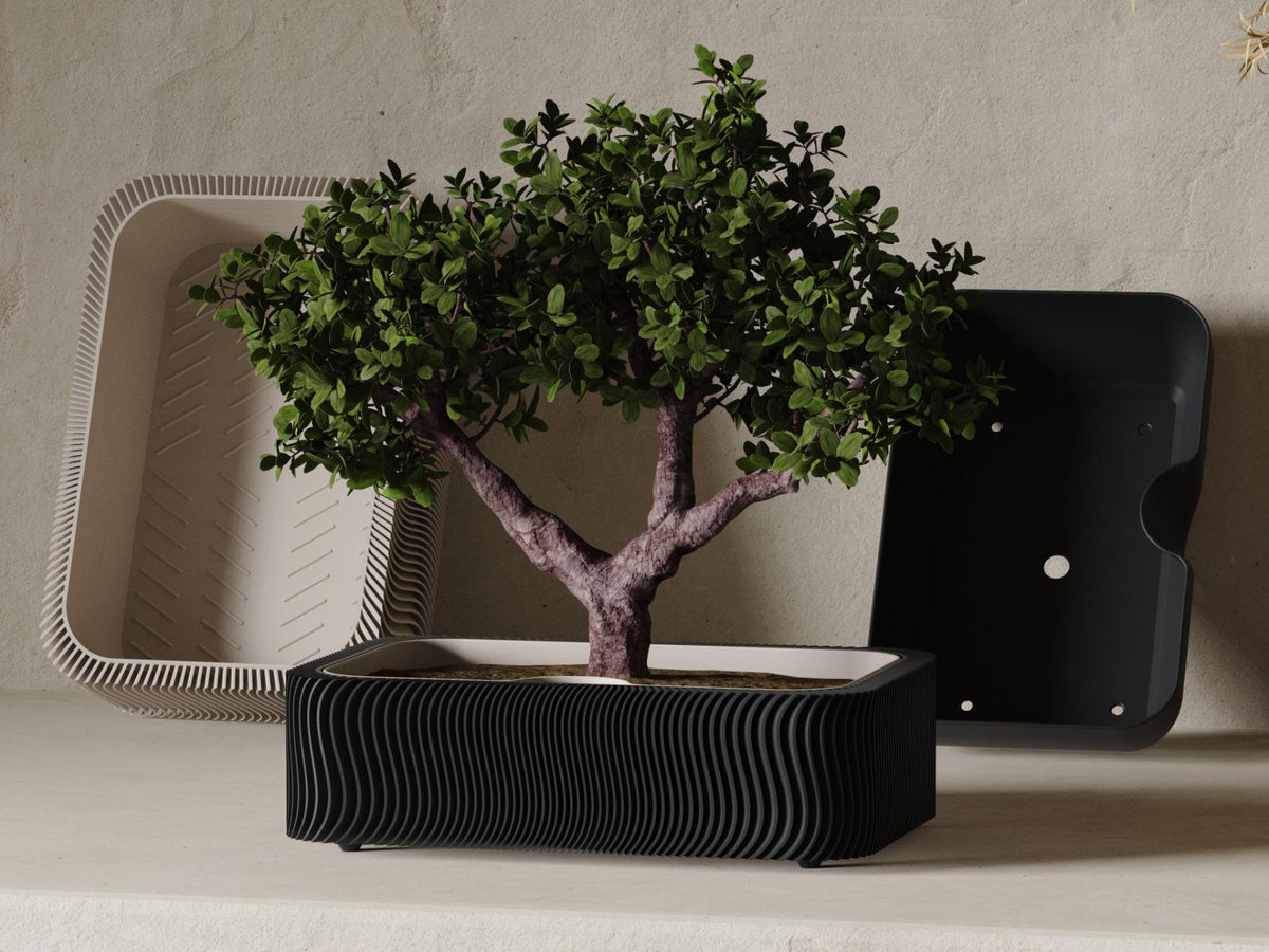 Suiban Self-Watering Bonsai Planter, 3D printed in PLA
