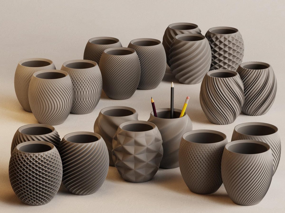 Aya and Sfera Toothbrush and Pencil Holder, 3D printed in PLA Main image