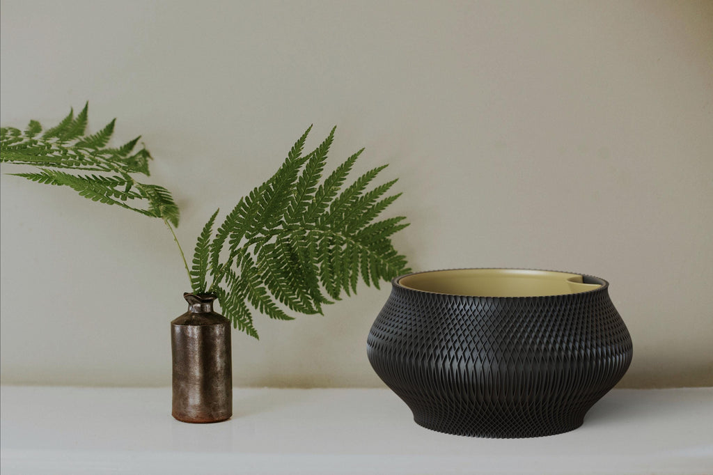Woven Texture Self-Watering Planter, Style I, 3D printed in PLA, view 4 of 5
