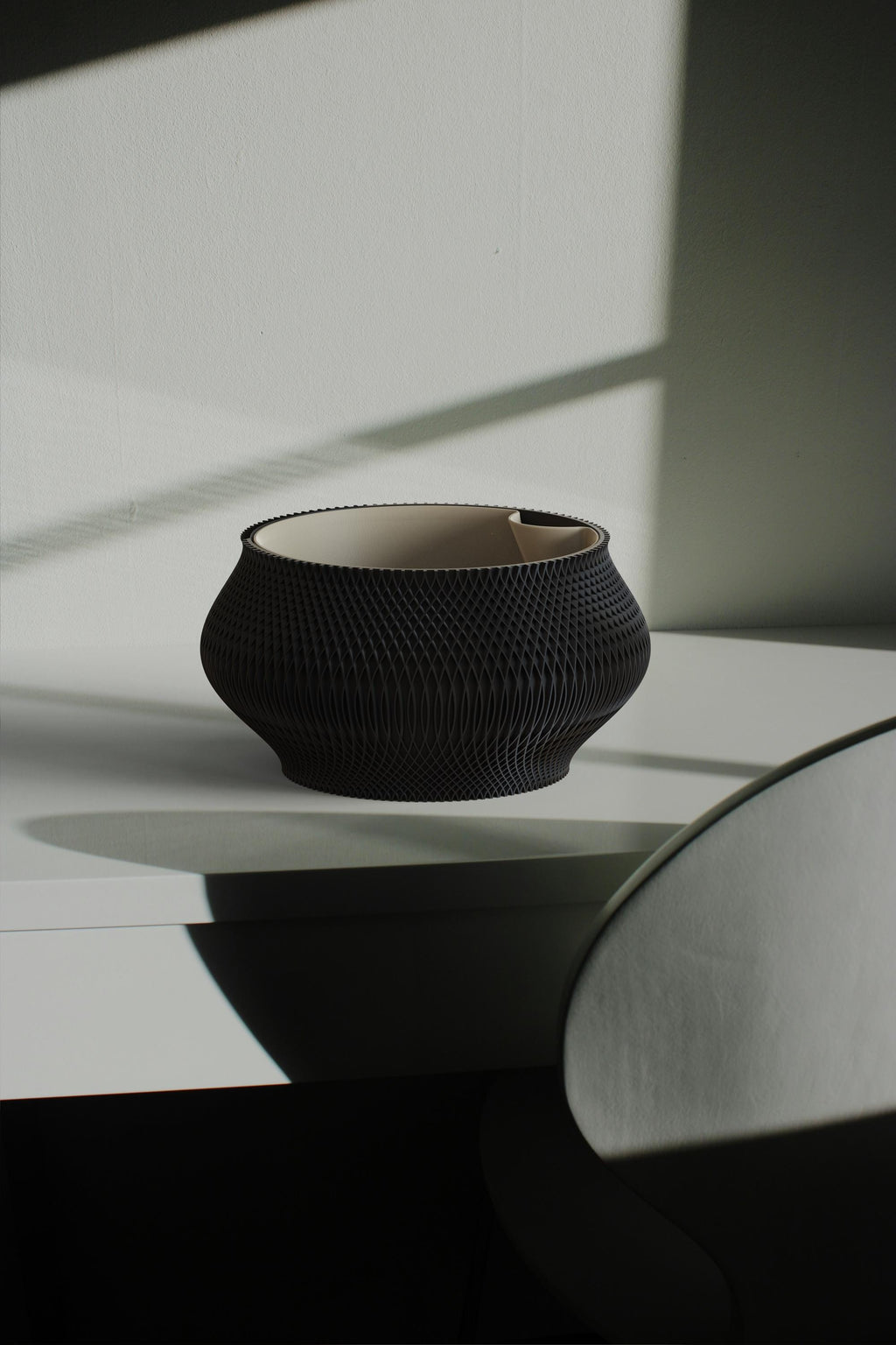 Woven Texture Self-Watering Planter, Style I, 3D printed in PLA, view 2 of 5