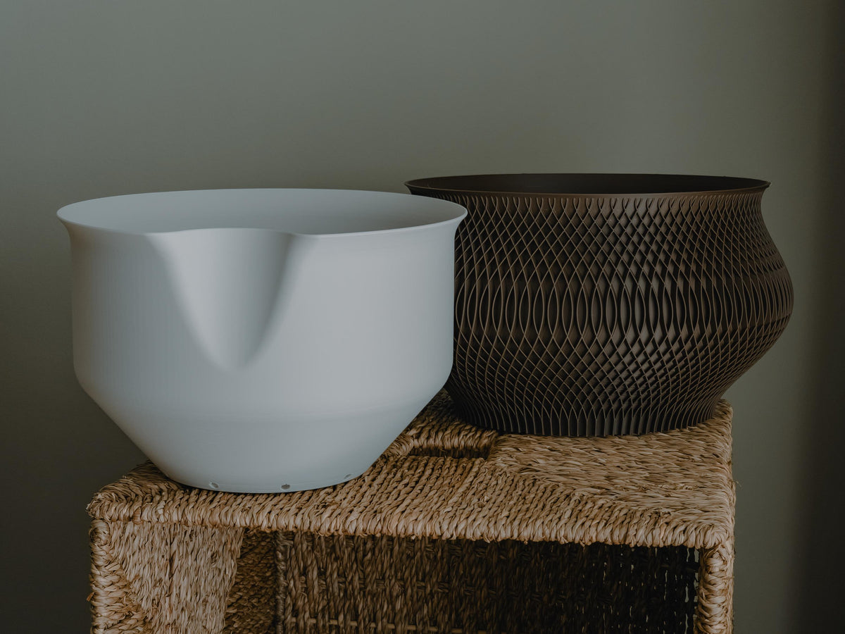 Woven Texture Self-Watering Planter, Style II, 3D printed in PLA, view 7 of 8