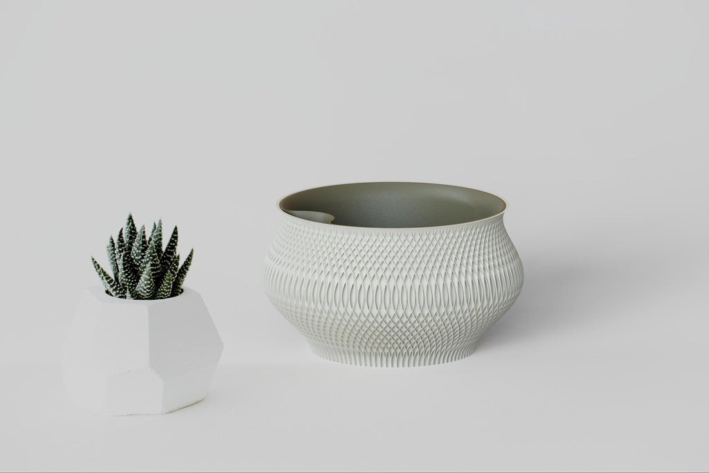 Woven Texture Self-Watering Planter, Style II, 3D printed in PLA, view 2 of 8
