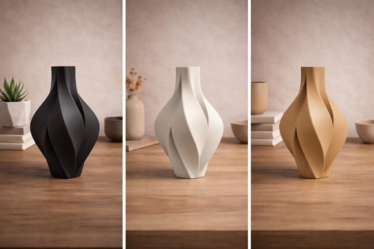 Modern Twist Sculptural Vase, 3D printed in PLA, view 3 of 10