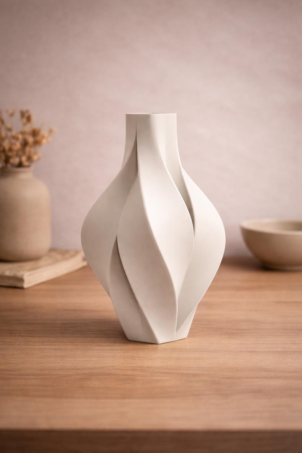 Modern Twist Sculptural Vase, 3D printed in PLA, view 4 of 10