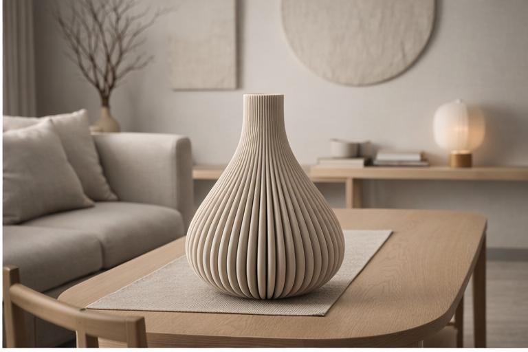 Serenity Wave Flower Vase, 3D printed in PLA, view 3 of 8