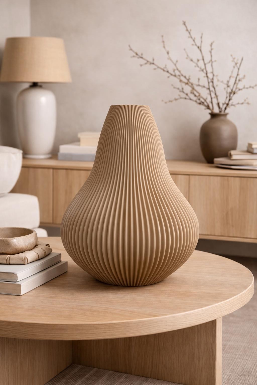 Sculpted Wave Rib Vase, 3D printed in PLA, view 3 of 6