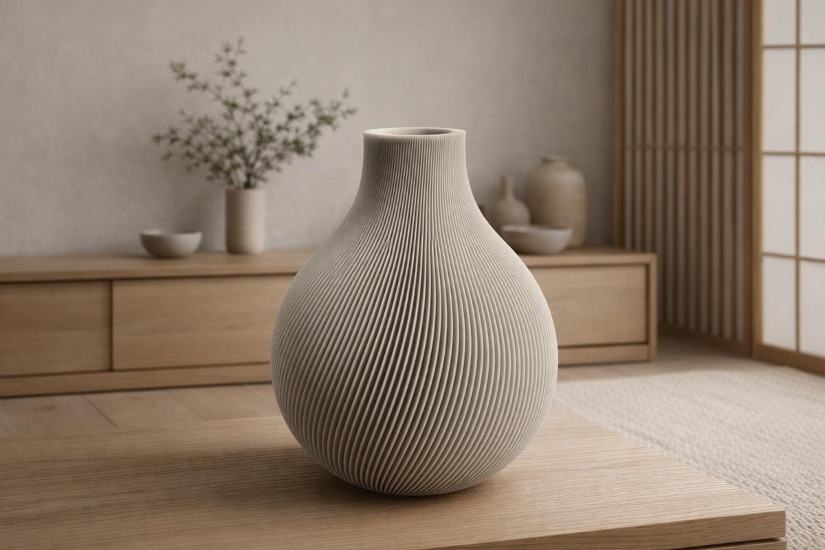 Monumental Wave Rib Vase, 3D printed in PLA Main image