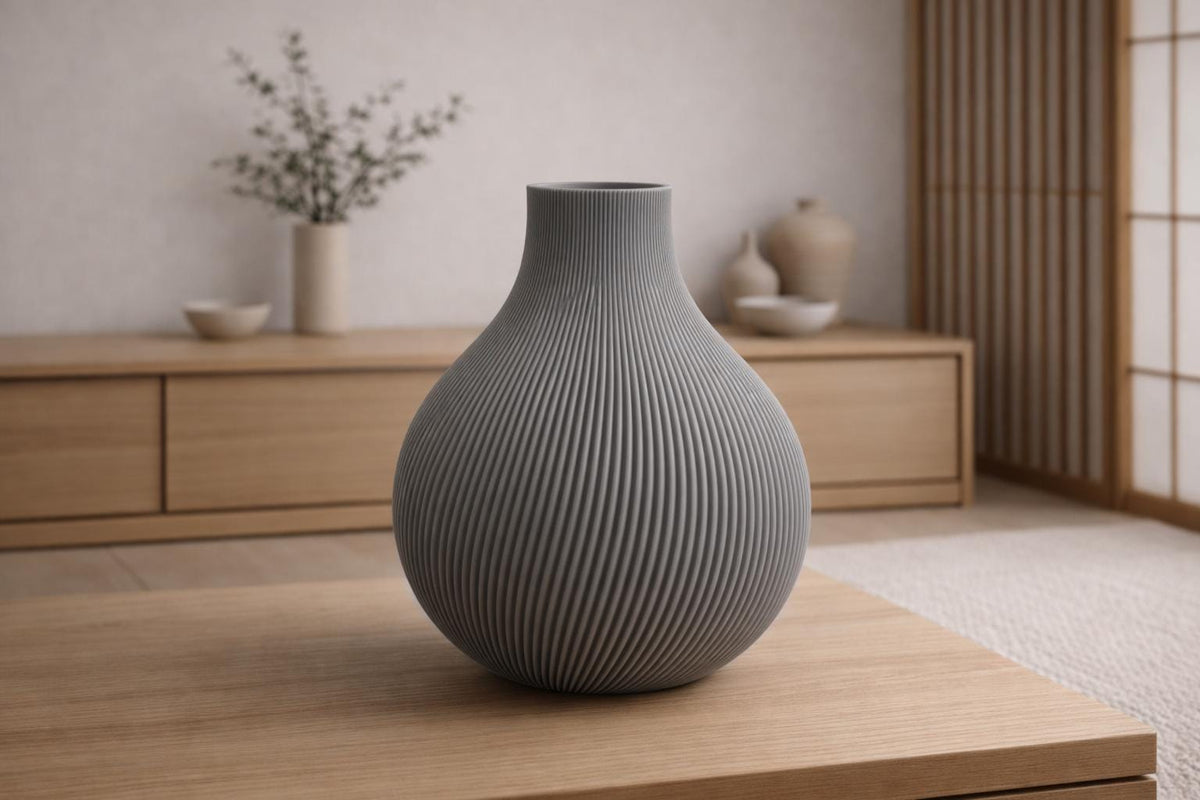 Monumental Wave Rib Vase, 3D printed in PLA, view 6 of 8