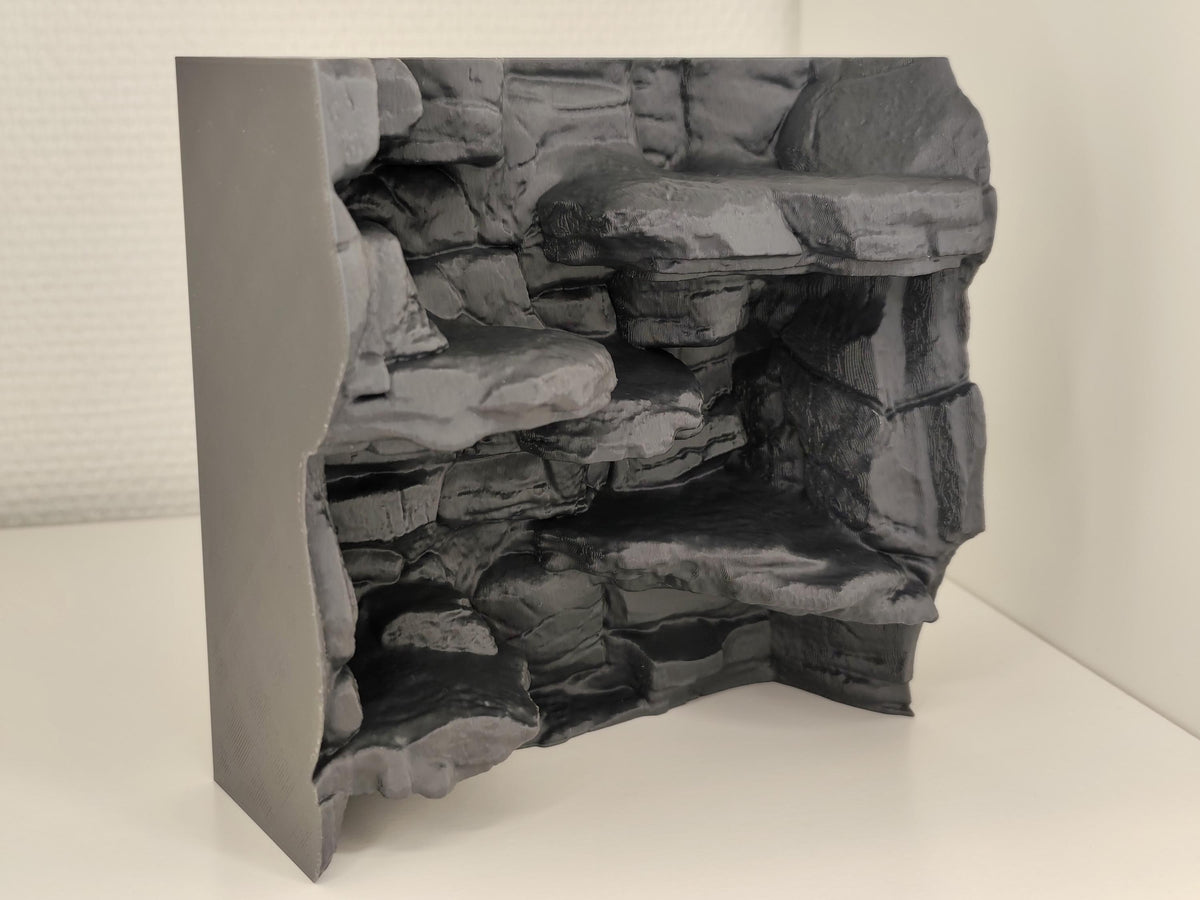 Rocky Stone Cliff 3D Background, Style II, 3D printed in PETG, view 6 of 7