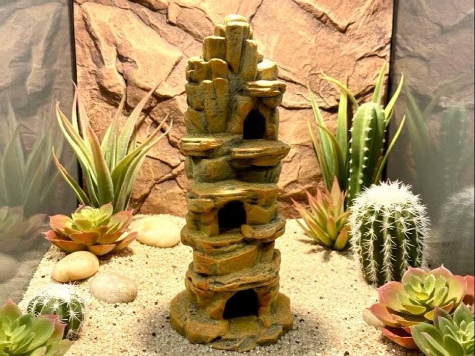 Rock Tower Aquarium Hideaway, 3D printed in PETG, for reptiles, amphibians and fish