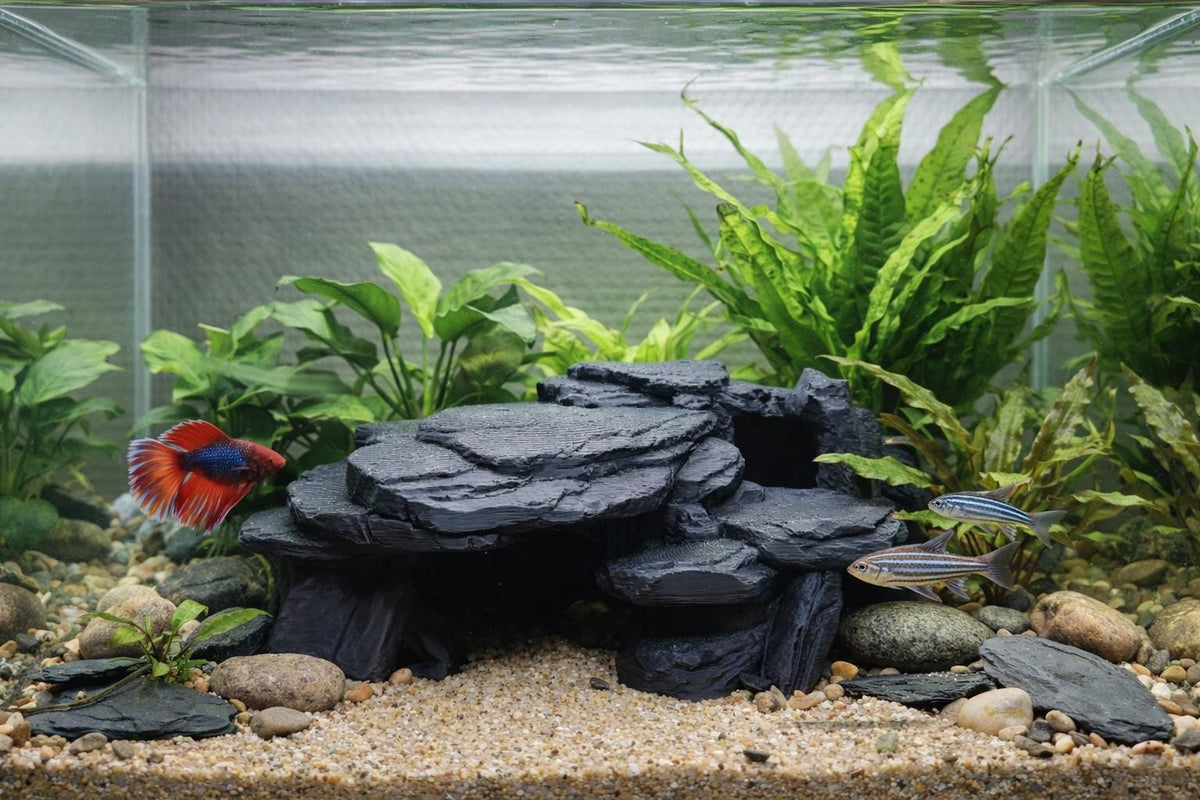 Natural Slate Rock Cave Hide, 3D printed in PETG, for reptiles, amphibians and fish Main image