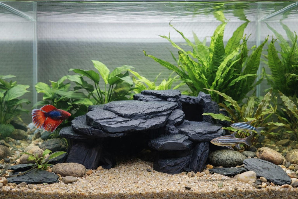 Natural Slate Rock Cave Hide, 3D printed in PETG, for reptiles, amphibians and fish