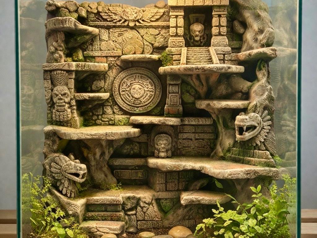 Aztec Ruins I 3D Background, 3D printed in PETG, for terrariums, vivariums and aquariums Main image