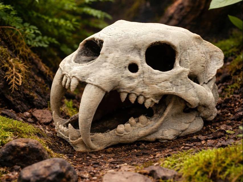 Sabertooth Skull, 3D printed in PETG, for terrariums, vivariums and aquariums