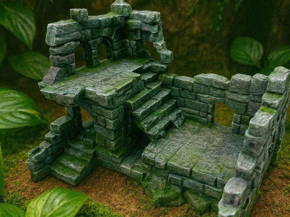 Ancient Ruins Hideout, 3D printed in PETG, for reptiles, amphibians and fish Main image