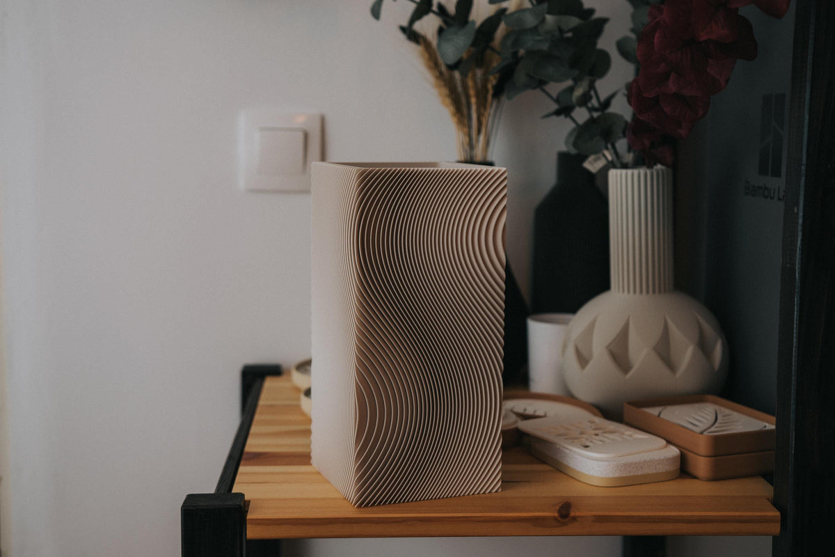 Sazanami Rippled Vase Series, 3D printed in PLA, view 4 of 11