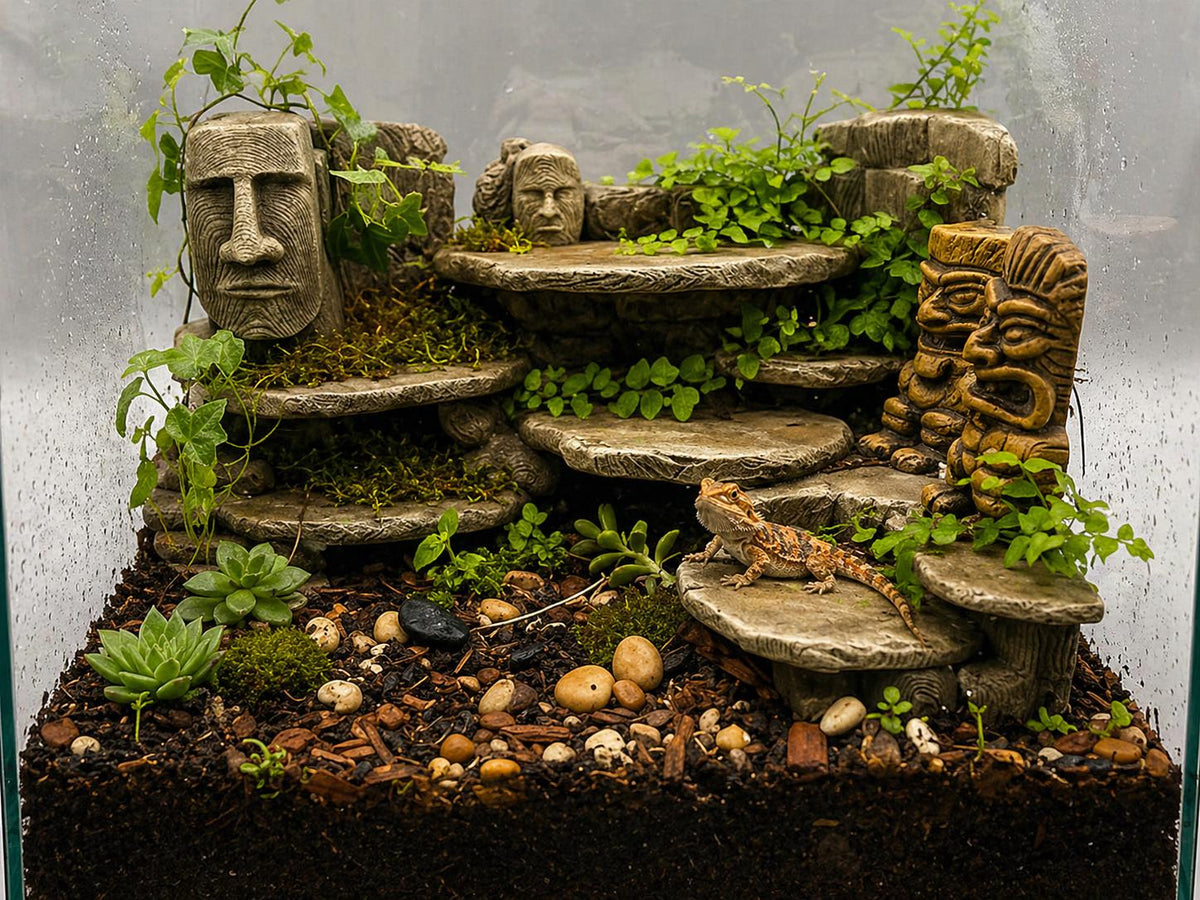 Rapa Nui (Easter Island) Style 3D Background, 3D printed in PETG, for terrariums, vivariums and aquariums Main image