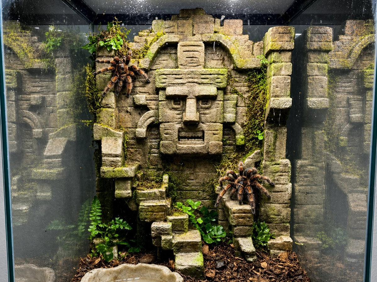 Aztec Stone Face 3D Background, 3D printed in PETG, for terrariums, vivariums and aquariums