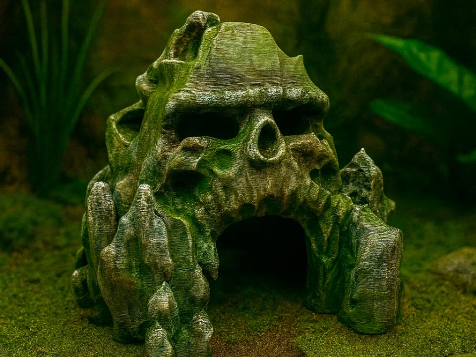 Skull Cave 3D Background, 3D printed in PETG, for reptiles, amphibians and fish