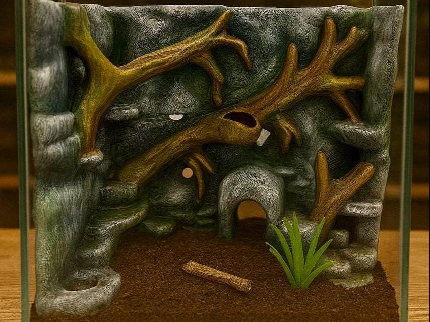 Jungle 3D Background, 3D printed in PETG, for terrariums, vivariums and aquariums Main image