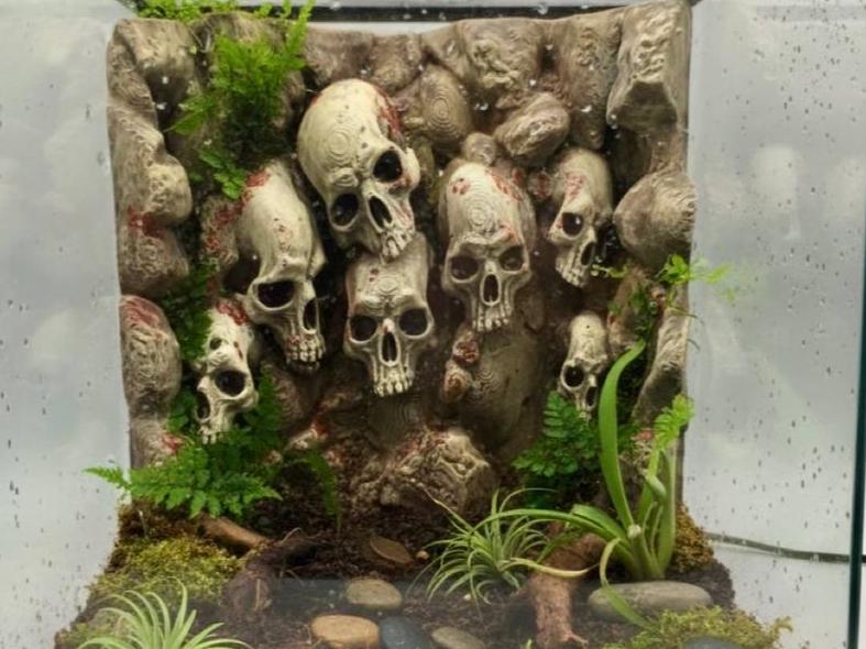 Skull Wall 3D Background, 3D printed in PETG, for terrariums, vivariums and aquariums