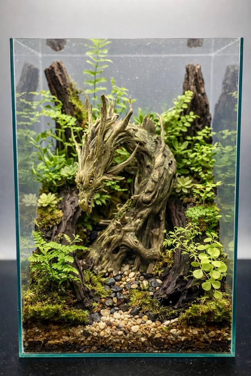 Driftwood Dragon, 3D printed in PETG, for terrariums, vivariums and aquariums