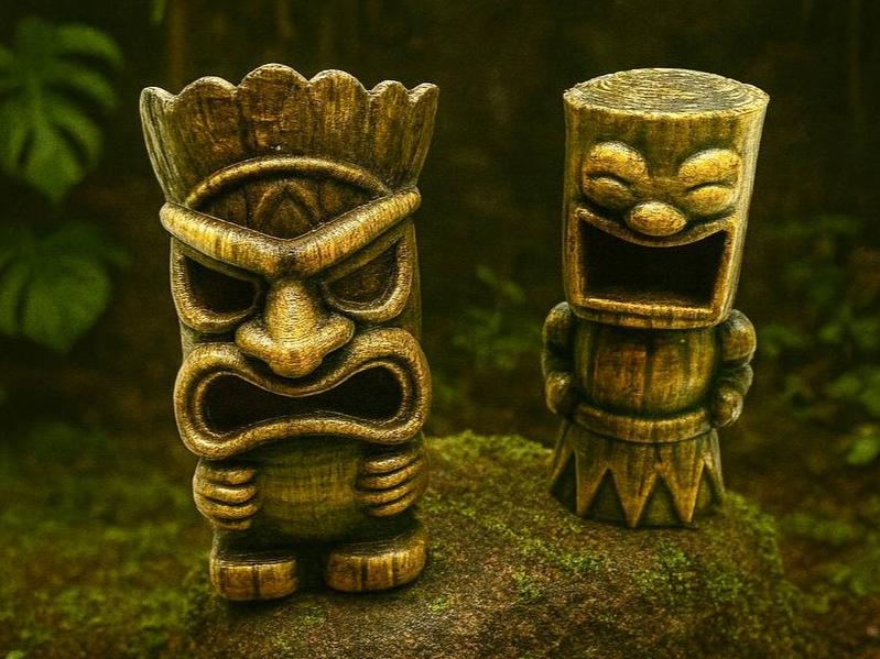 Tiki Team Duo, 3D printed in PETG, for terrariums, vivariums and aquariums
