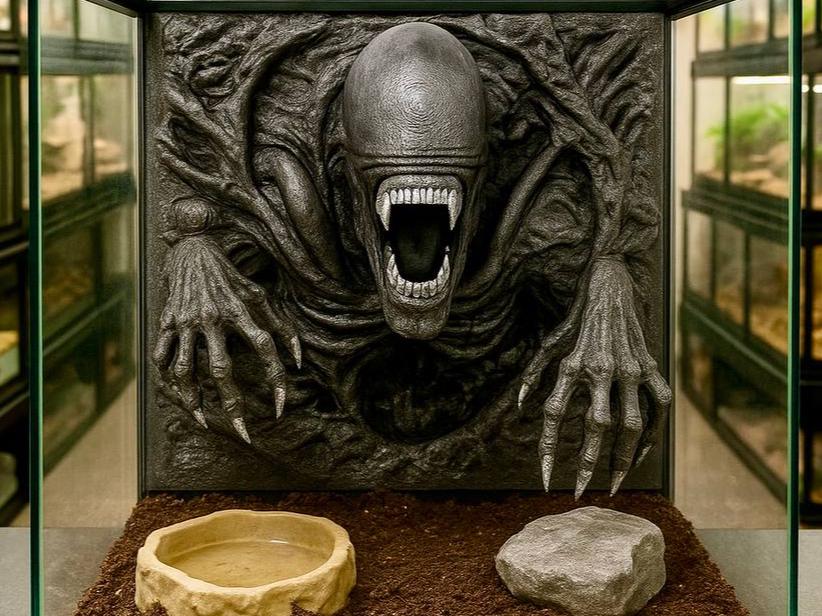 Xenomorph Alien 3D Background, 3D printed in PETG, for terrariums, vivariums and aquariums