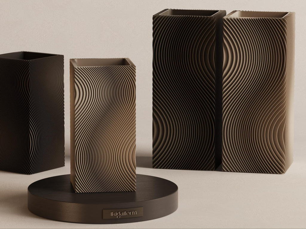 Sazanami Rippled Vase Series, 3D printed in PLA