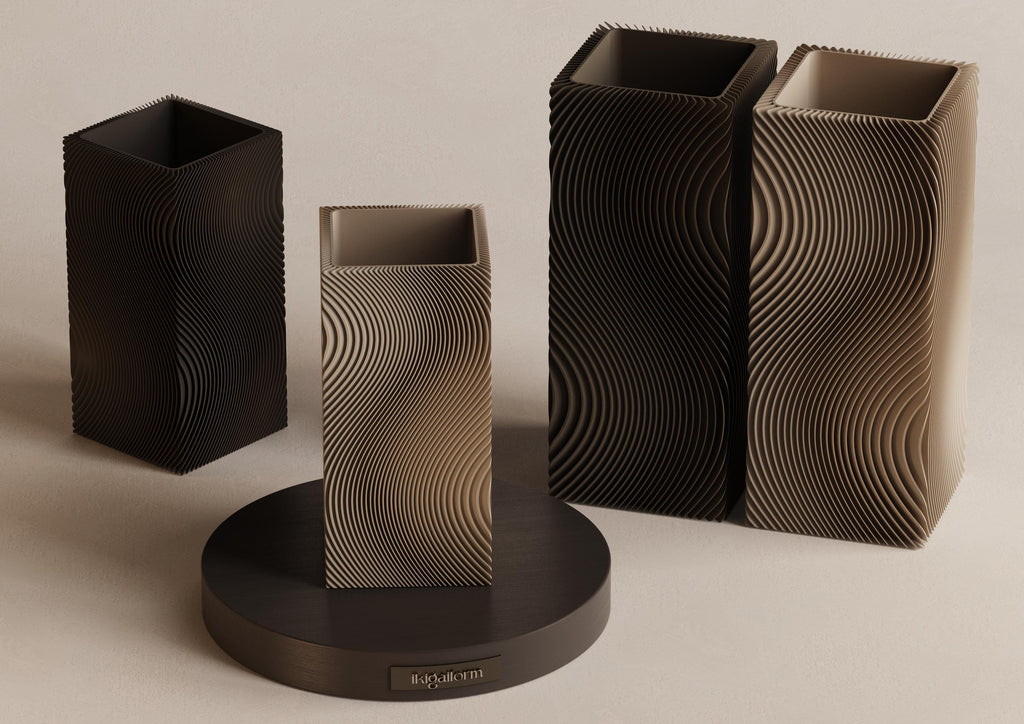 Sazanami Rippled Vase Series, 3D printed in PLA, view 3 of 11