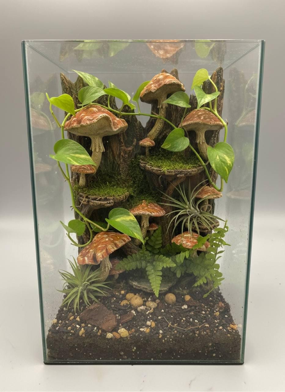 Mushrooms 3D Background, 3D printed in PETG, for terrariums, vivariums and aquariums