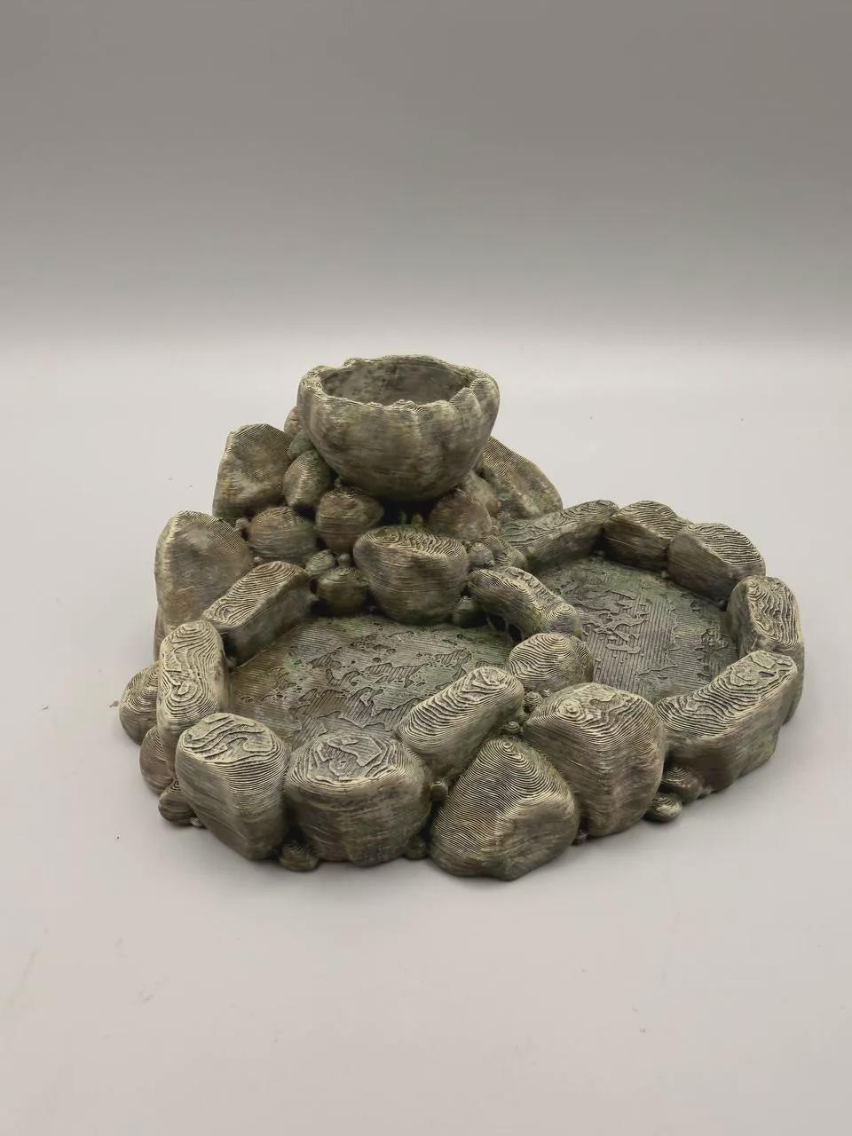Stone Oasis Water Dish Planter, 3D printed in PETG, view 7 of 8