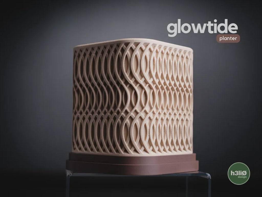 Glowtide Geometric Planter, 3D printed in PLA