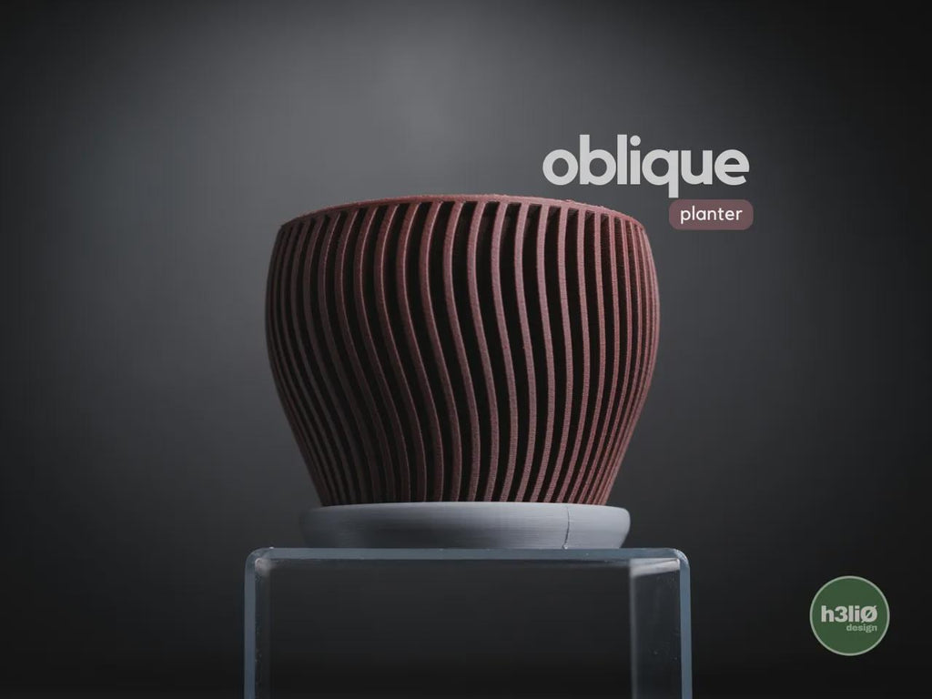 Oblique Geometric Planter, 3D printed in PLA