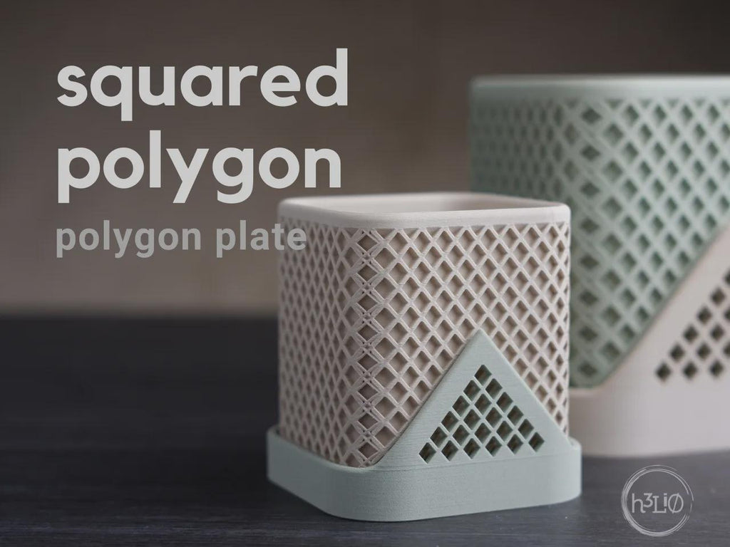 Squared Polygon Planter, 3D printed in PLA