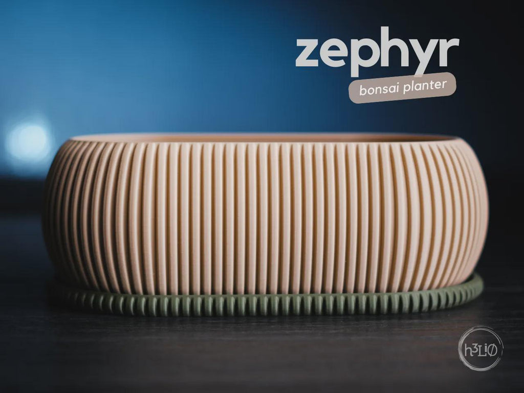 Zephyr Bonsai Planter, 3D printed in PLA