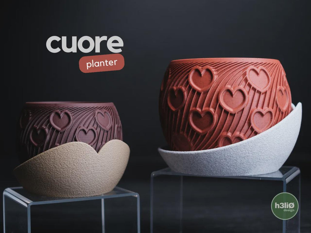 Cuore Heart Planter, 3D printed in PLA