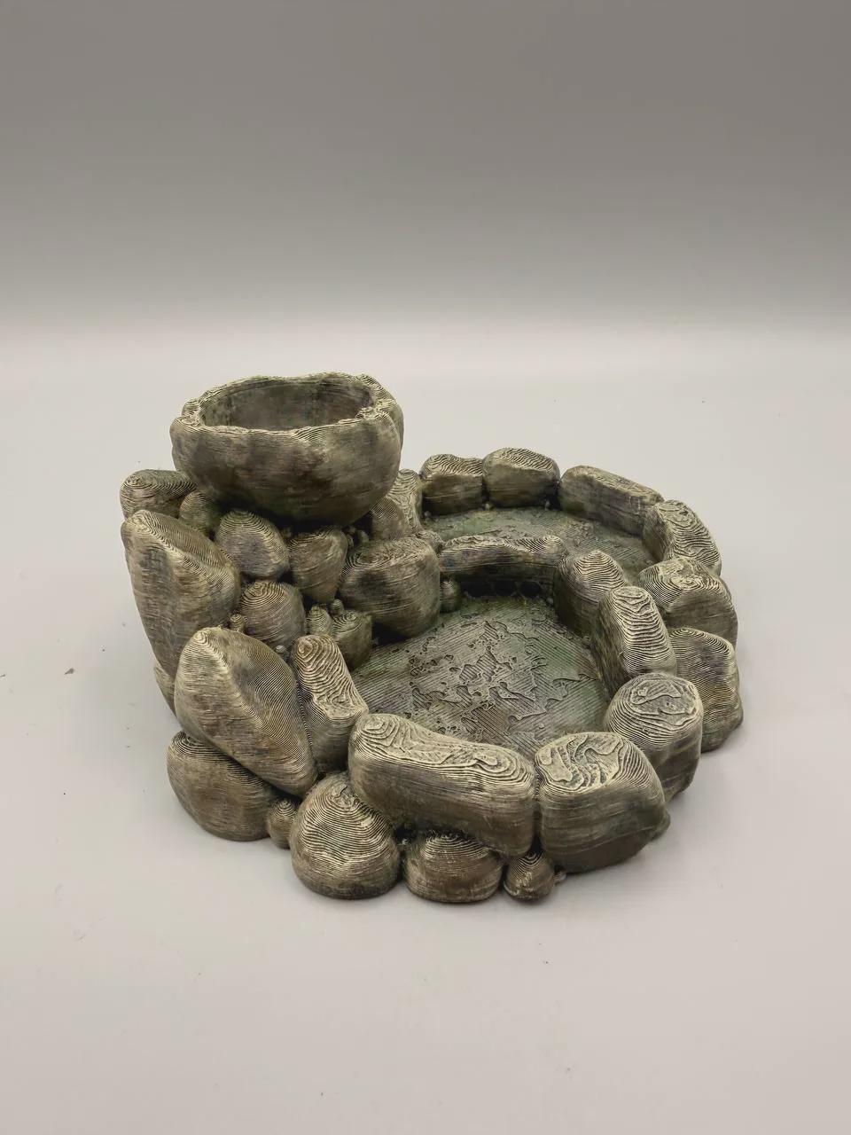 Stone Oasis Water Dish Planter, 3D printed in PETG, view 5 of 8