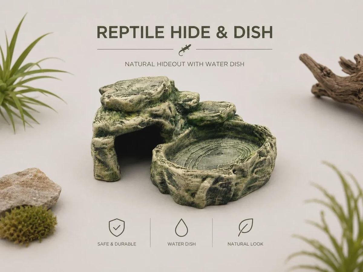 Reptile Hide, 3D printed in PETG, for reptiles, amphibians and fish